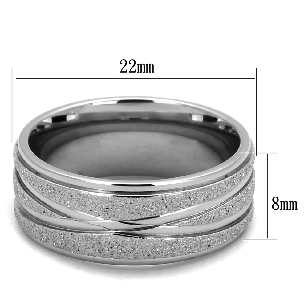 Stainless Steel 316L Glitter 8mm Wide Anniversary Wedding Band Ring Sizes 5-10 Image 2