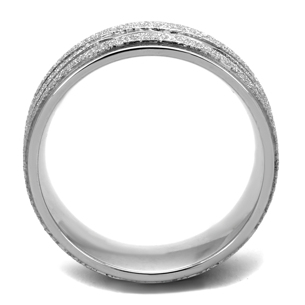 Stainless Steel 316L Glitter 8mm Wide Anniversary Wedding Band Ring Sizes 5-10 Image 3