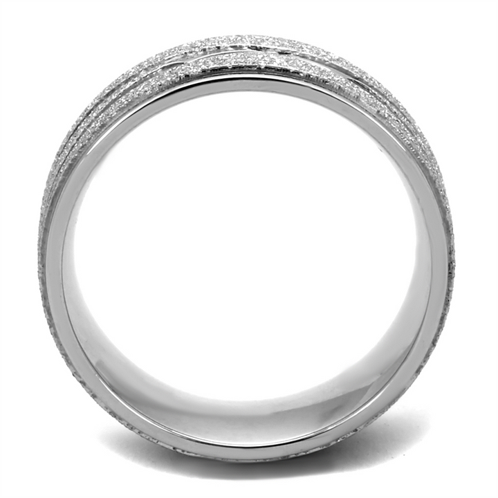 Stainless Steel 316L Glitter 8mm Wide Anniversary Wedding Band Ring Sizes 5-10 Image 3