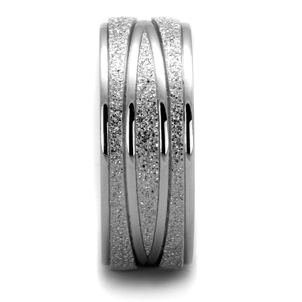 Stainless Steel 316L Glitter 8mm Wide Anniversary Wedding Band Ring Sizes 5-10 Image 4