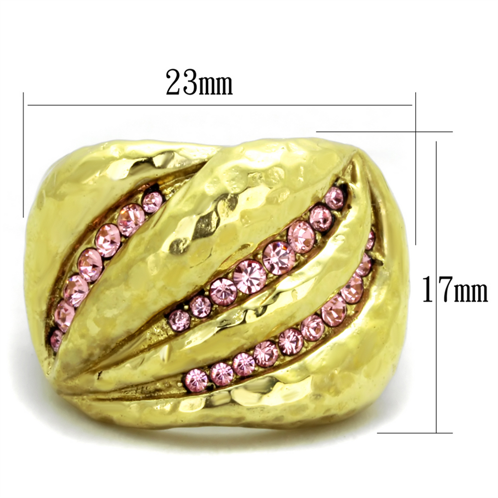 Stainless Steel 14K Gold Plated Light Rose Crystal Cocktail Ring Womens Sz 5-10 Image 2