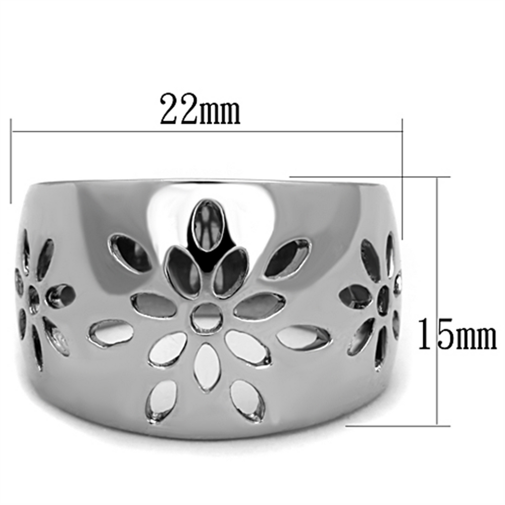 Stainless Steel 316 High Polished Flower Design Fashion Ring Womens Size 5-10 Image 2