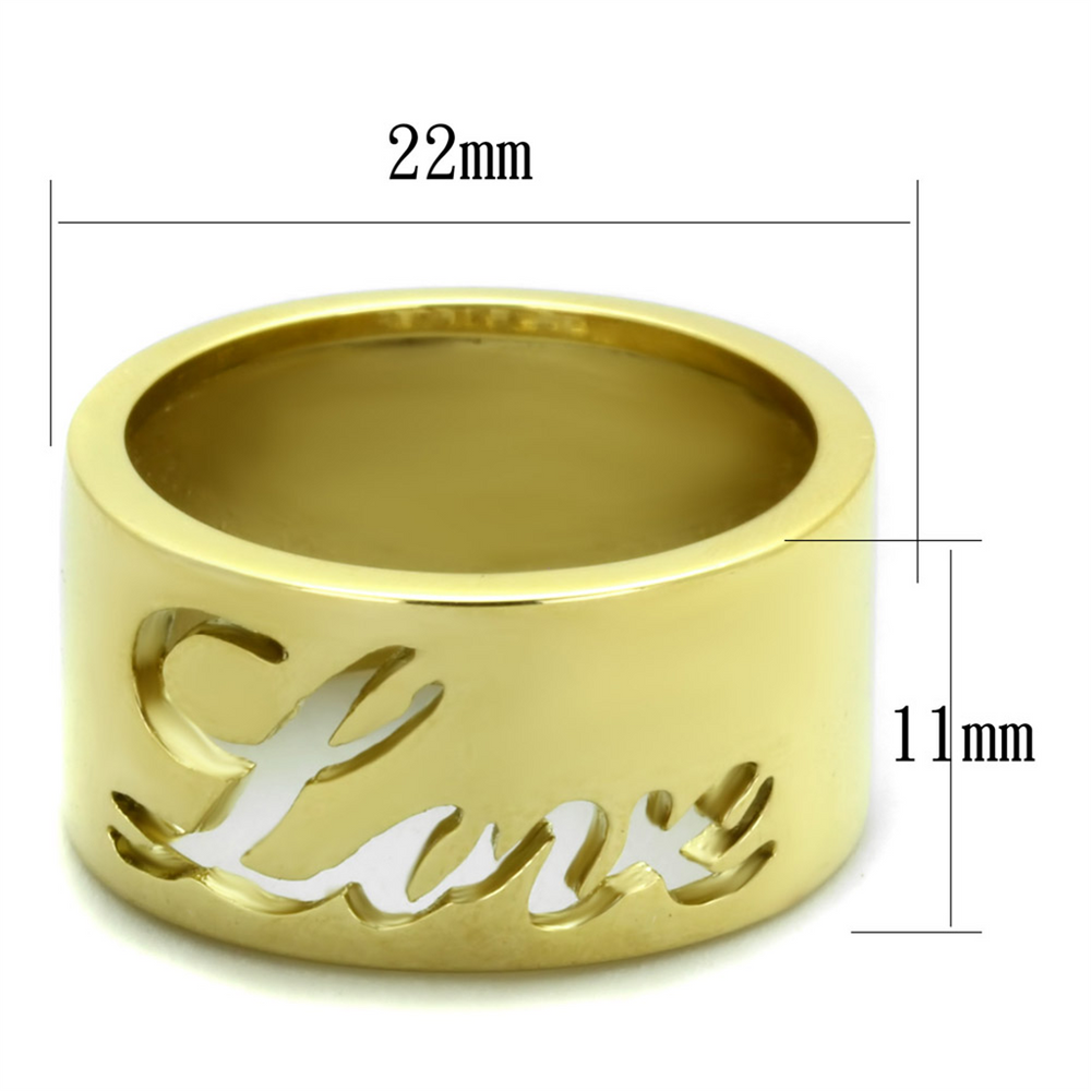 Stainless Steel 316 Gold Plated 11Mm Wide Love Wedding Band Ring Sizes 5-10 Image 2