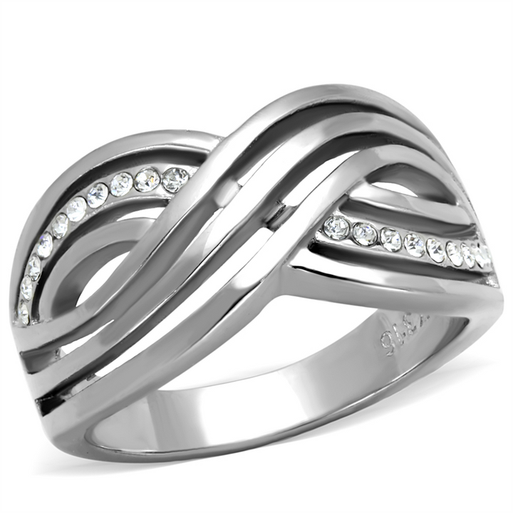 Stainless Steel Women's Round Cut Aaa Cz Anniversary/Infinity Ring Band Sz 5-10 Image 1