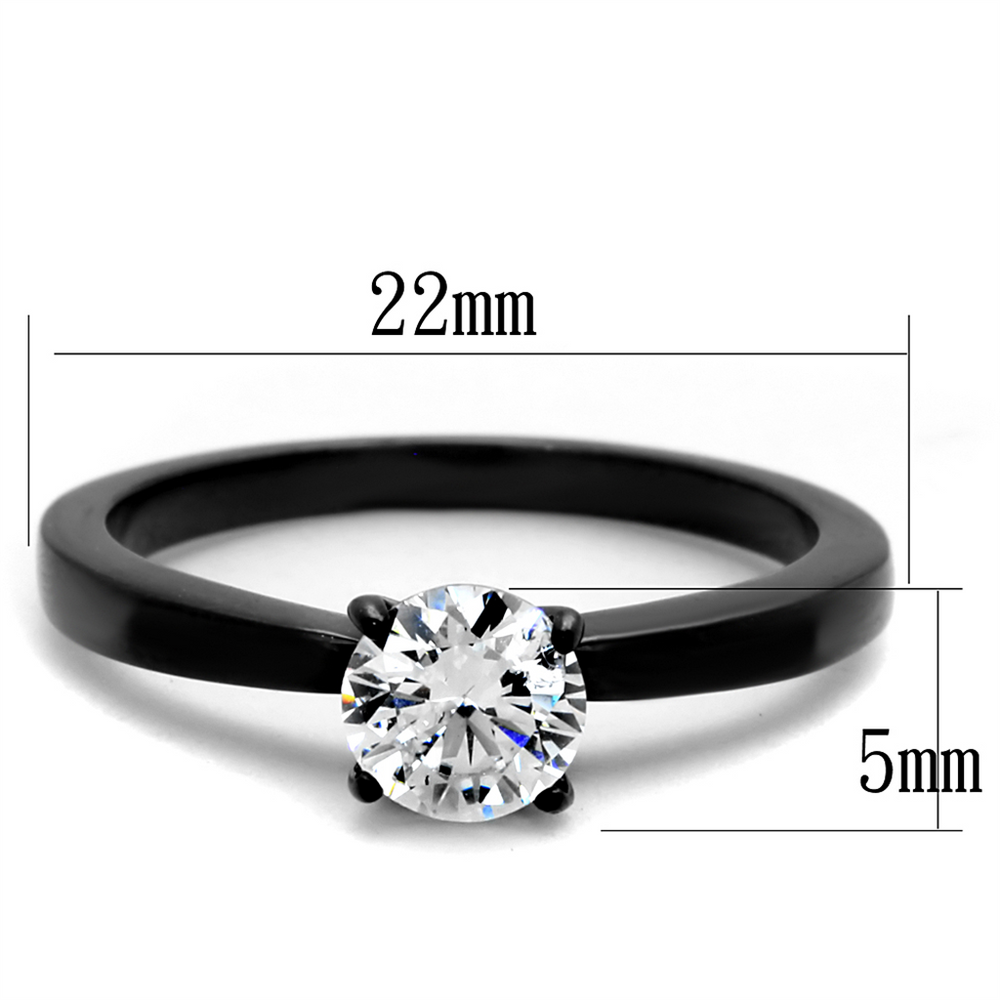 1.05 Ct Round Cut Aaa Cz Black Stainless Steel Engagement Ring Womens Size 5-10 Image 2