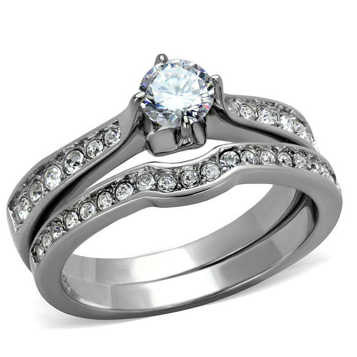 .75 Ct Cubic Zirconia Stainless Steel 316 Wedding Ring Set Women's Size 5-10 Image 1