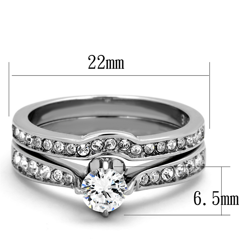 .75 Ct Cubic Zirconia Stainless Steel 316 Wedding Ring Set Women's Size 5-10 Image 2