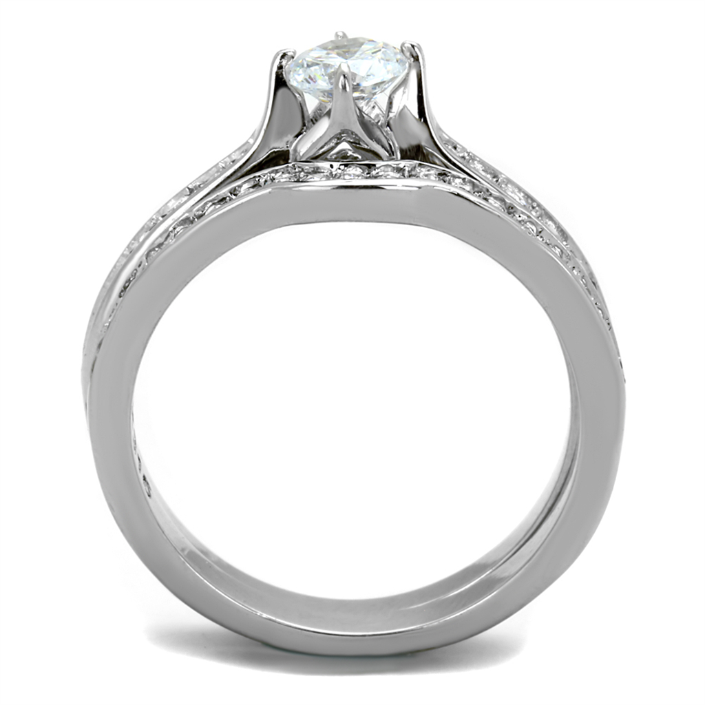 .75 Ct Cubic Zirconia Stainless Steel 316 Wedding Ring Set Women's Size 5-10 Image 3