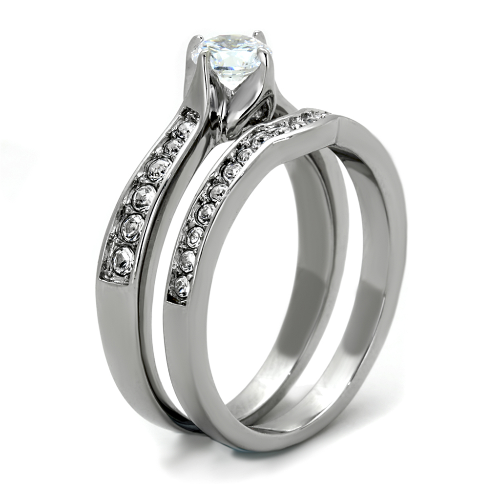 .75 Ct Cubic Zirconia Stainless Steel 316 Wedding Ring Set Women's Size 5-10 Image 4