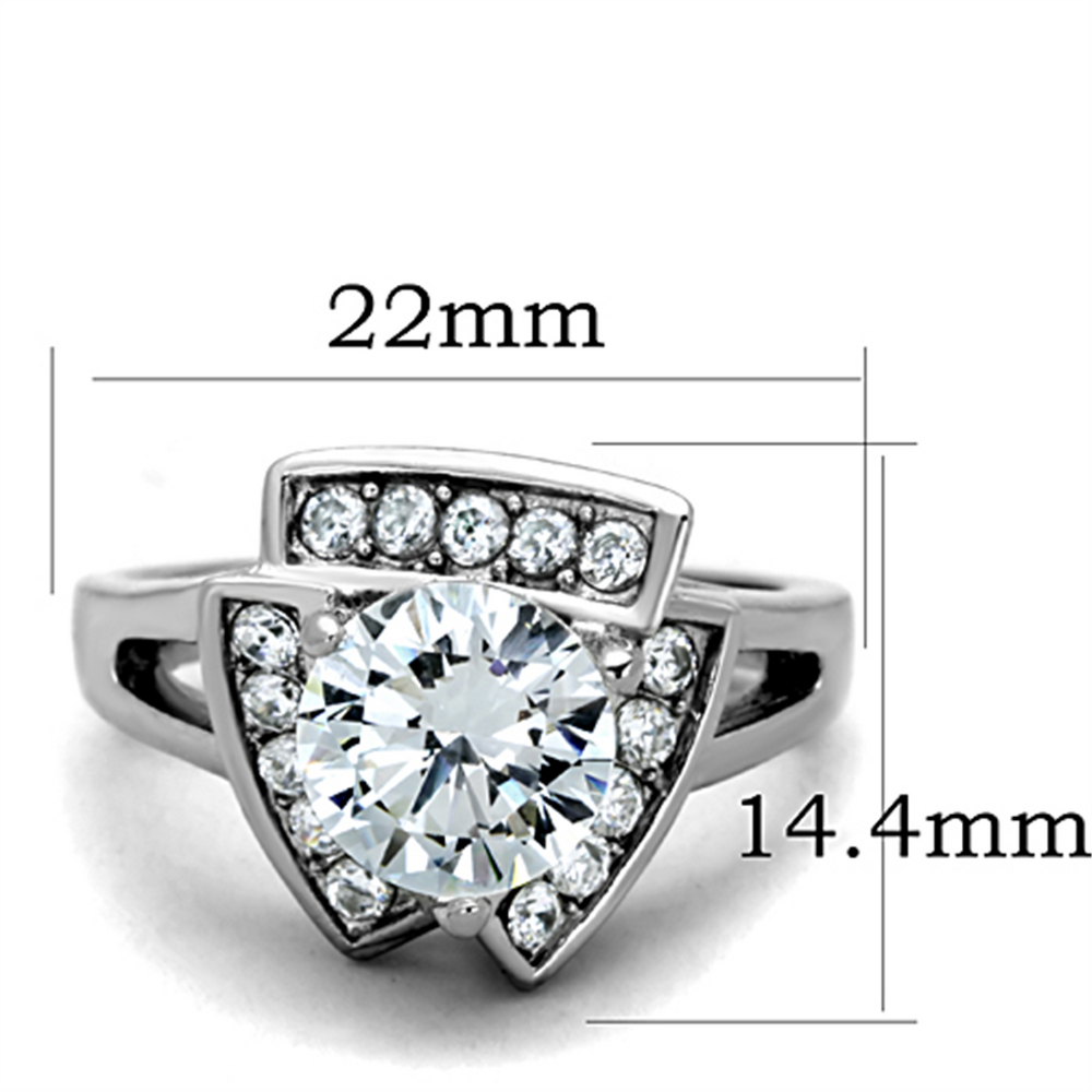 3.1 Ct Round Cut Zirconia High Polished Stainless Steel Engagement Ring Size 5-10 Image 2