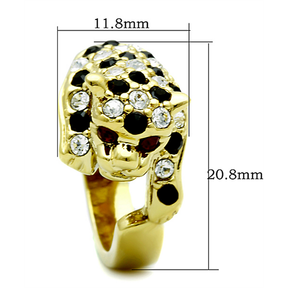 14K Gold Plated Stainless Steel Multi-Color Crystal Cocktail Tiger Ring Size 5-10 Image 2