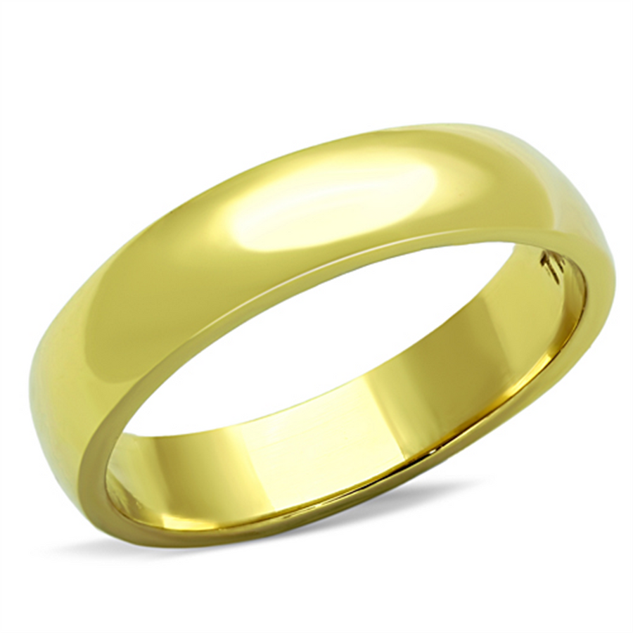 4.4Mm Classic Stainless Steel 316, Gold Plated Unisex Wedding Band Sizes 5-13 Image 1