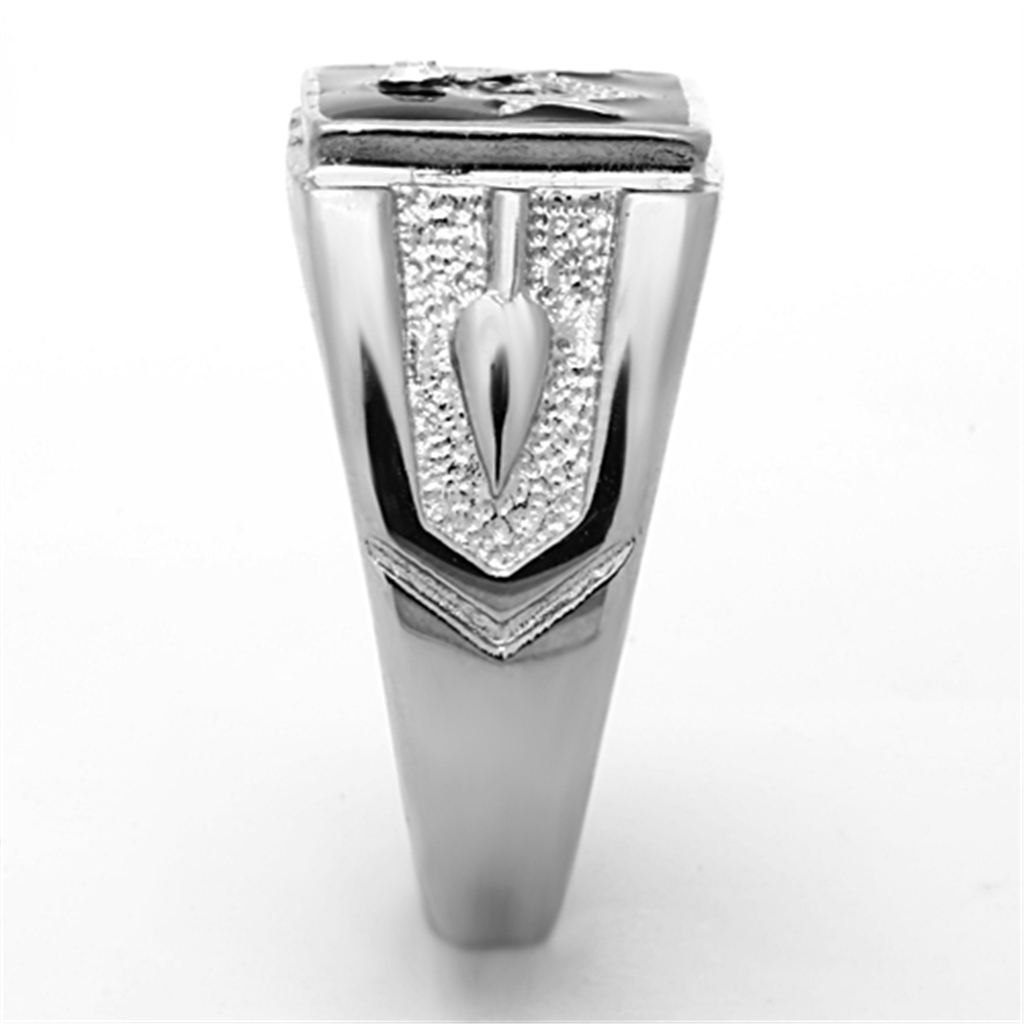 Mens Stainless Steel Tusk 316 Crystal Masonic Lodge Freemason Ring Band Size 8-13 Image 4