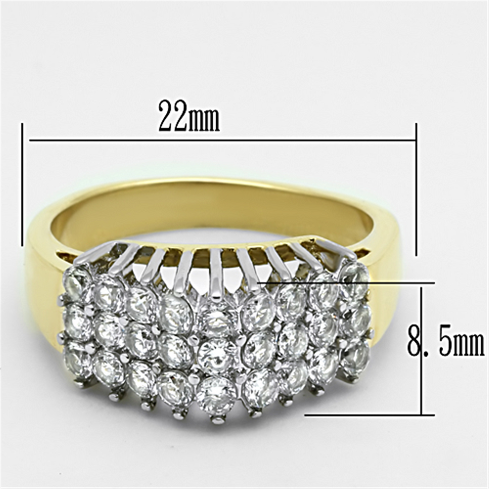 Two Tone Ion Plated Stainless Steel 316 Cubic Zirconia Cocktail Fashion Ring Size 5-10 Image 2