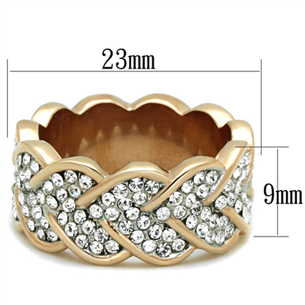 Rose Gold Plated Stainless Steel Crystal Hearts Eternity Fashion Ring Size 5-10 Image 2