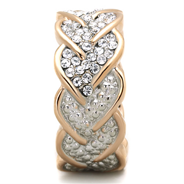 Rose Gold Plated Stainless Steel Crystal Hearts Eternity Fashion Ring Size 5-10 Image 4