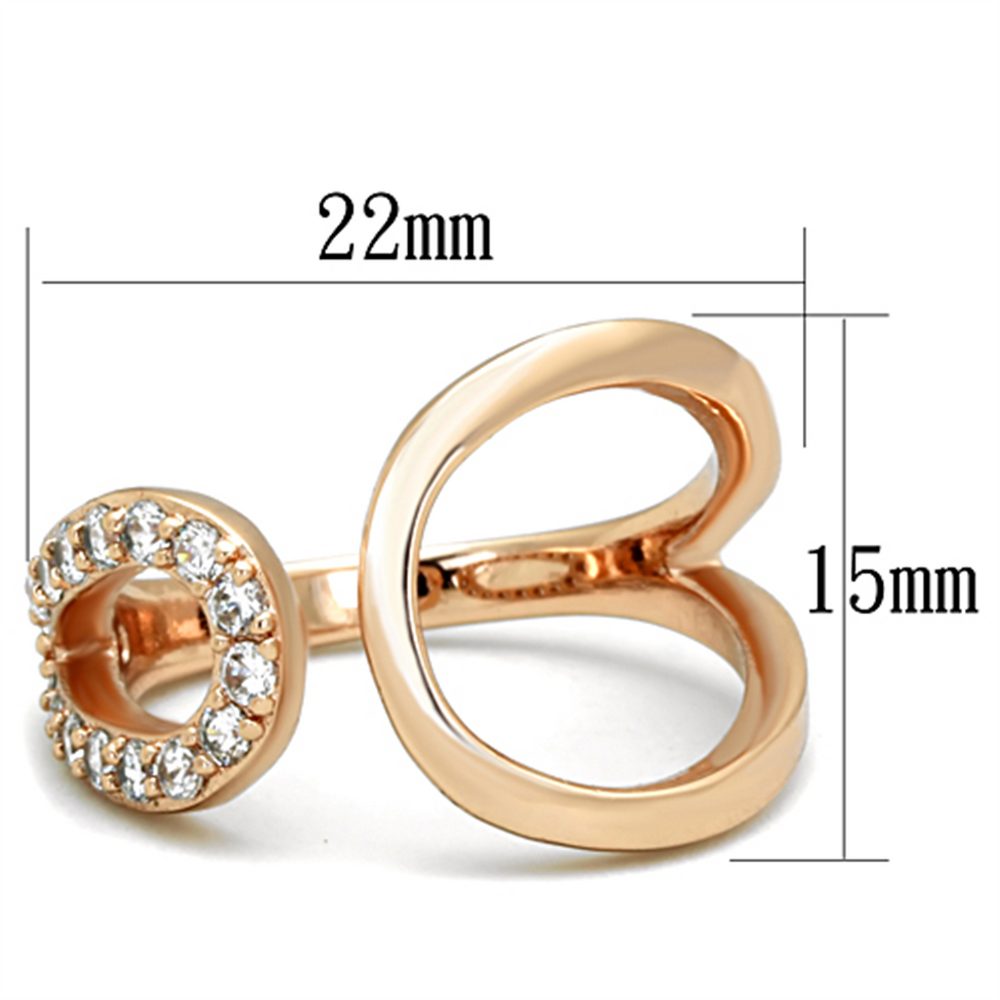 Stainless Steel Rose Gold Plated .48 Carat Crystal Fashion Ring Womenss Size 5-10 Image 2