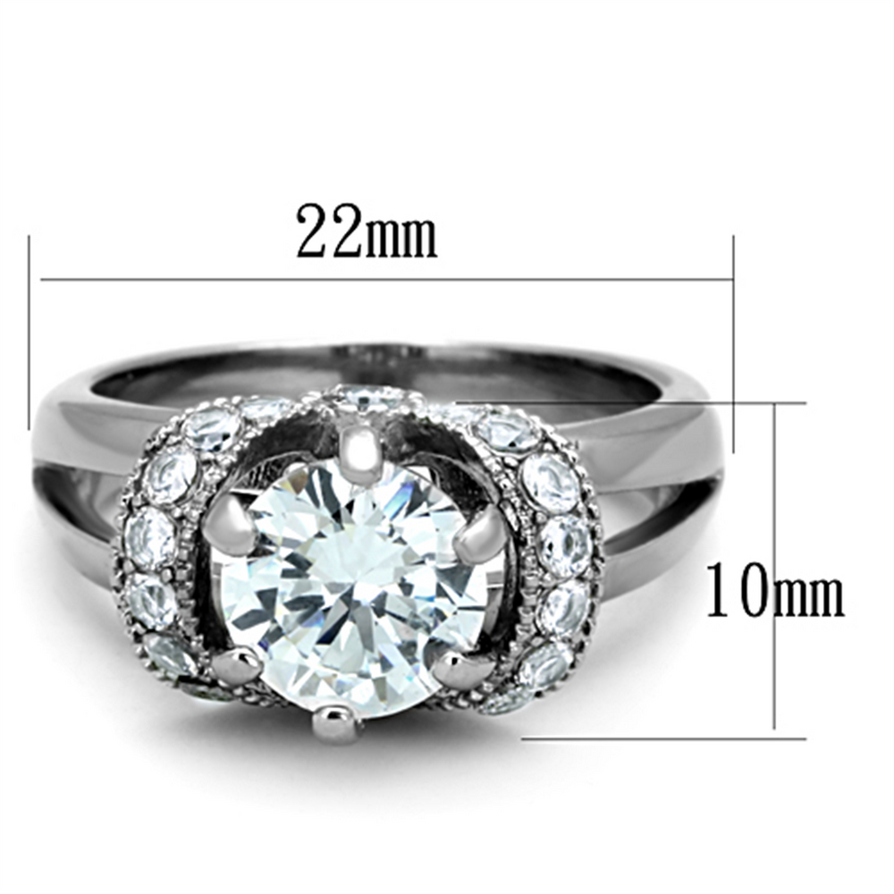 2.5 Ct Round Cut Aaa Zirconia Stainless Steel Engagement Ring Womens Size 5-10 Image 2