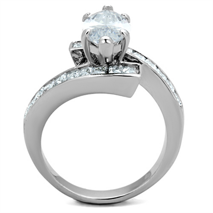 4.4 Ct Marquise and Emerald Cut Cubic Zirconia Stainless Steel Engagement Ring Size 5-10 Image 3