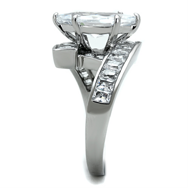 4.4 Ct Marquise and Emerald Cut Cubic Zirconia Stainless Steel Engagement Ring Size 5-10 Image 4