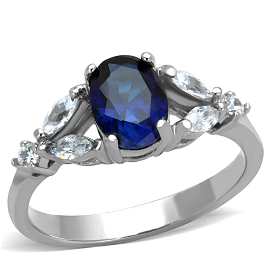 1.67 Ct Oval Cut Blue Montana Cz Stainless Steel Engagement Ring Women's Size 5-10 Image 1