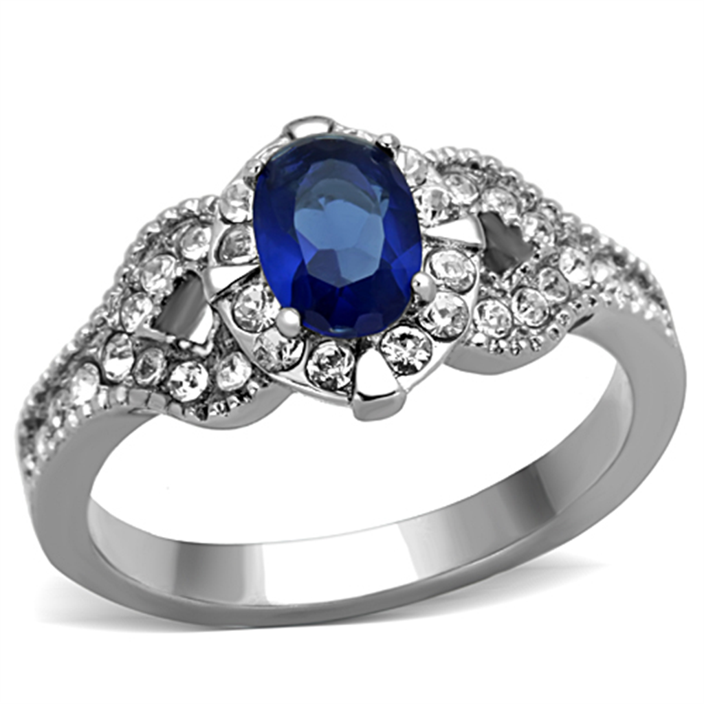 1.45 Ct Blue Montana Cz Vintage Stainless Steel Engagement Ring Womens Size 5-10 Image 1