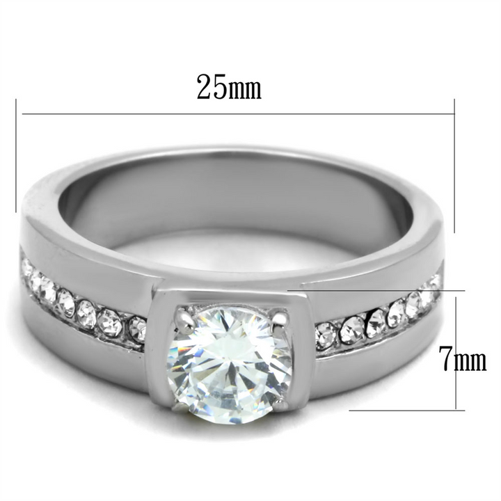 Men's 1.75 Ct Round Cut Simulated Diamond Silver Stainless Steel Ring Sizes 8-13 Image 2