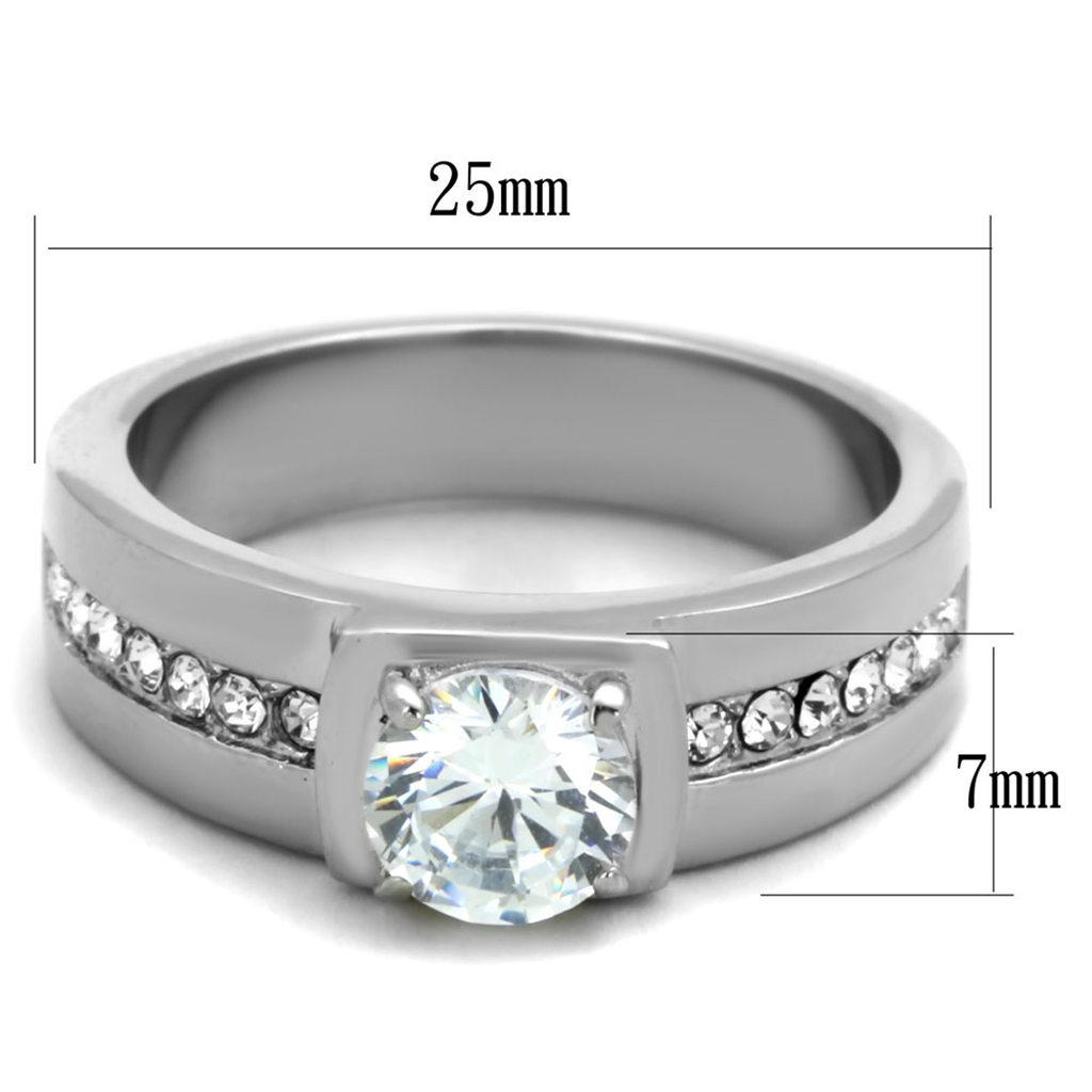 Mens 1.75 Ct Round Cut Simulated Diamond Silver Stainless Steel Ring Sizes 8-13 Image 2