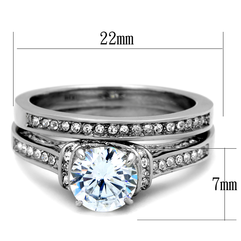2.75 Ct Round Cut AAA Zirconia Stainless Steel Wedding Ring Band Set Womens Size 5-10 Image 2