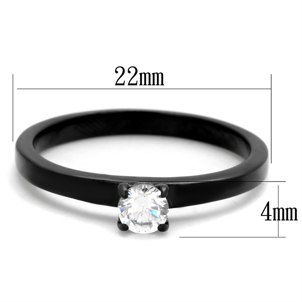 .25 Ct Round Cut Aaa Zirconia Black Stainless Steel Engagement Ring Women's Size 5-10 Image 2