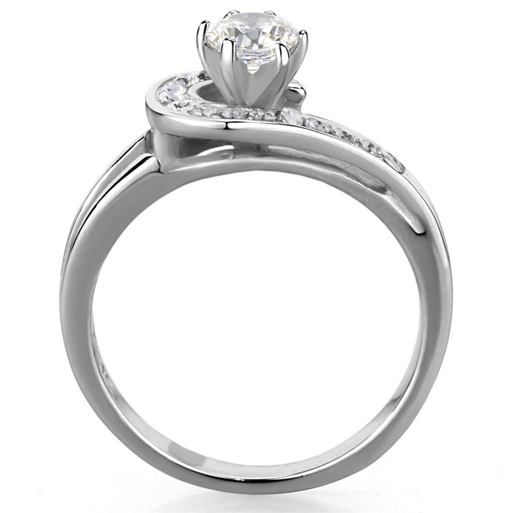 .56 Ct Round Cut Zirconia High Polished Stainless Steel Engagement Ring Size 5-10 Image 3