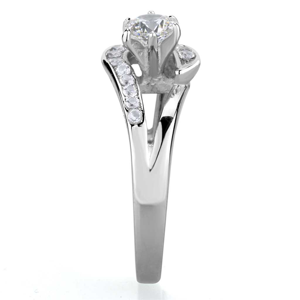 .56 Ct Round Cut Zirconia High Polished Stainless Steel Engagement Ring Size 5-10 Image 4