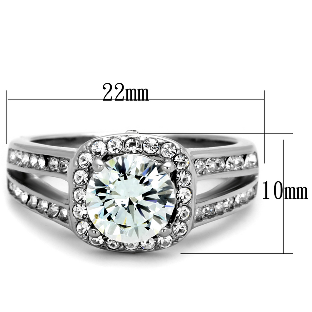 2.95 Ct Halo Round Cut Zirconia Stainless Steel Engagement Ring Band Women's Size 5-10 Image 2