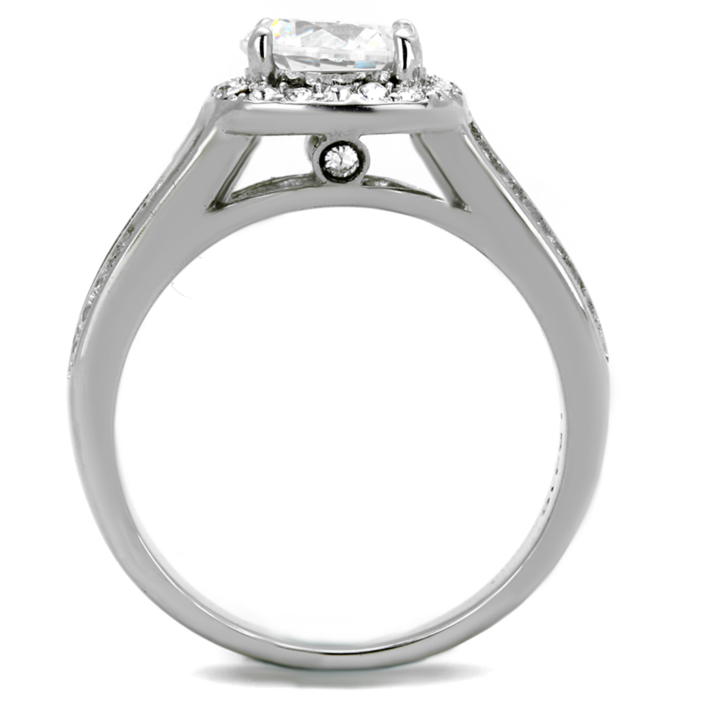 2.95 Ct Halo Round Cut Zirconia Stainless Steel Engagement Ring Band Womens Size 5-10 Image 3