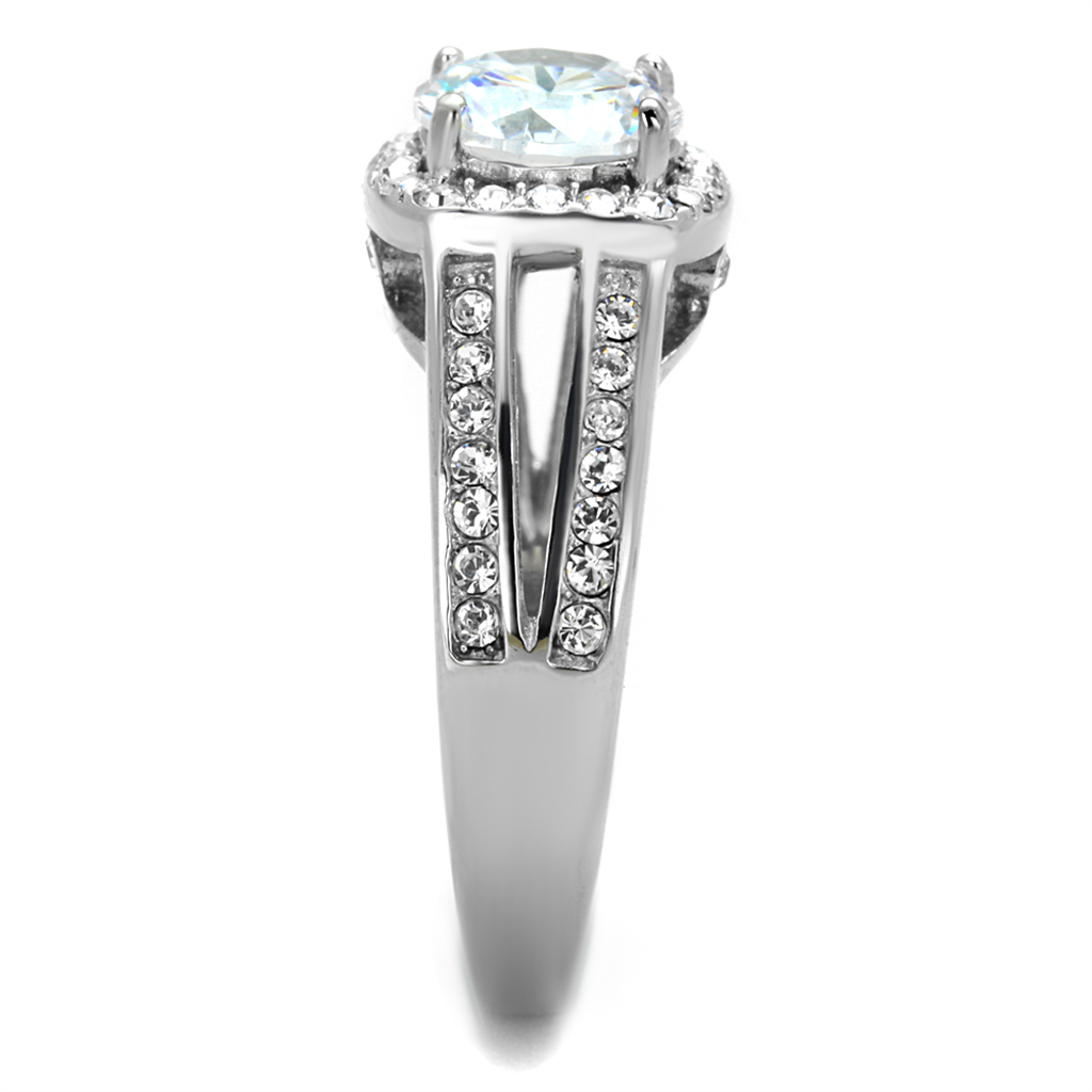 2.95 Ct Halo Round Cut Zirconia Stainless Steel Engagement Ring Band Womens Size 5-10 Image 4