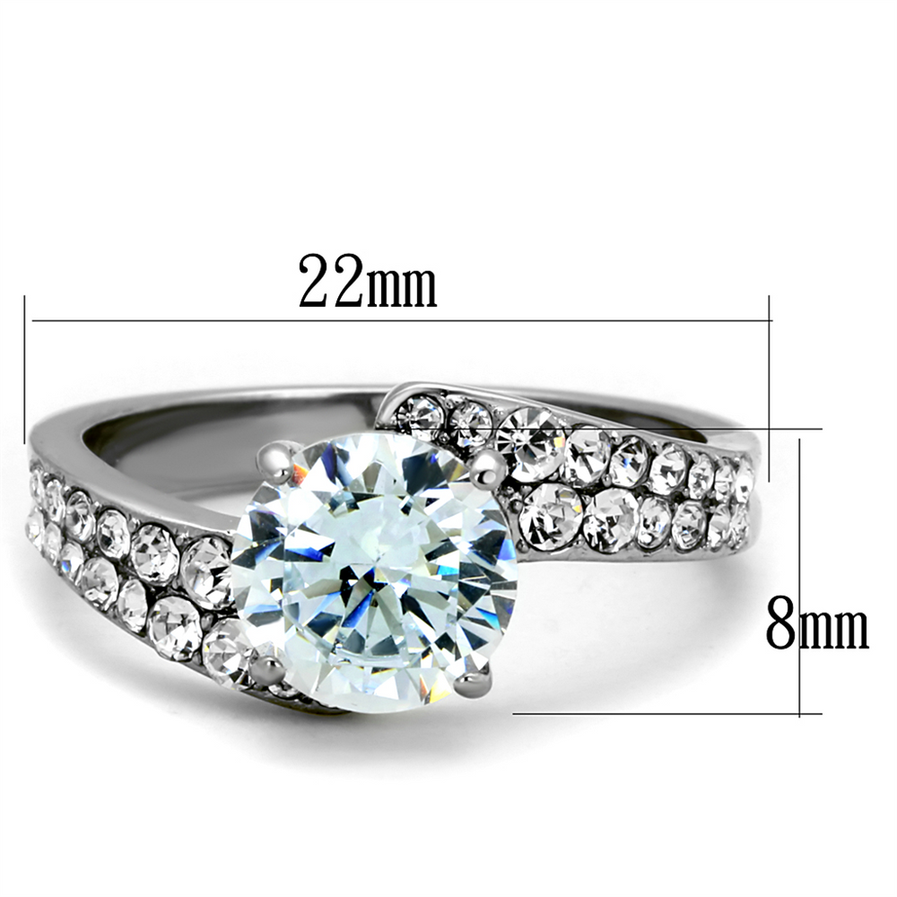 2.94Ct Round Cut Zirconia Stainless Steel Engagement Ring Band Womens Size 5-10 Image 2