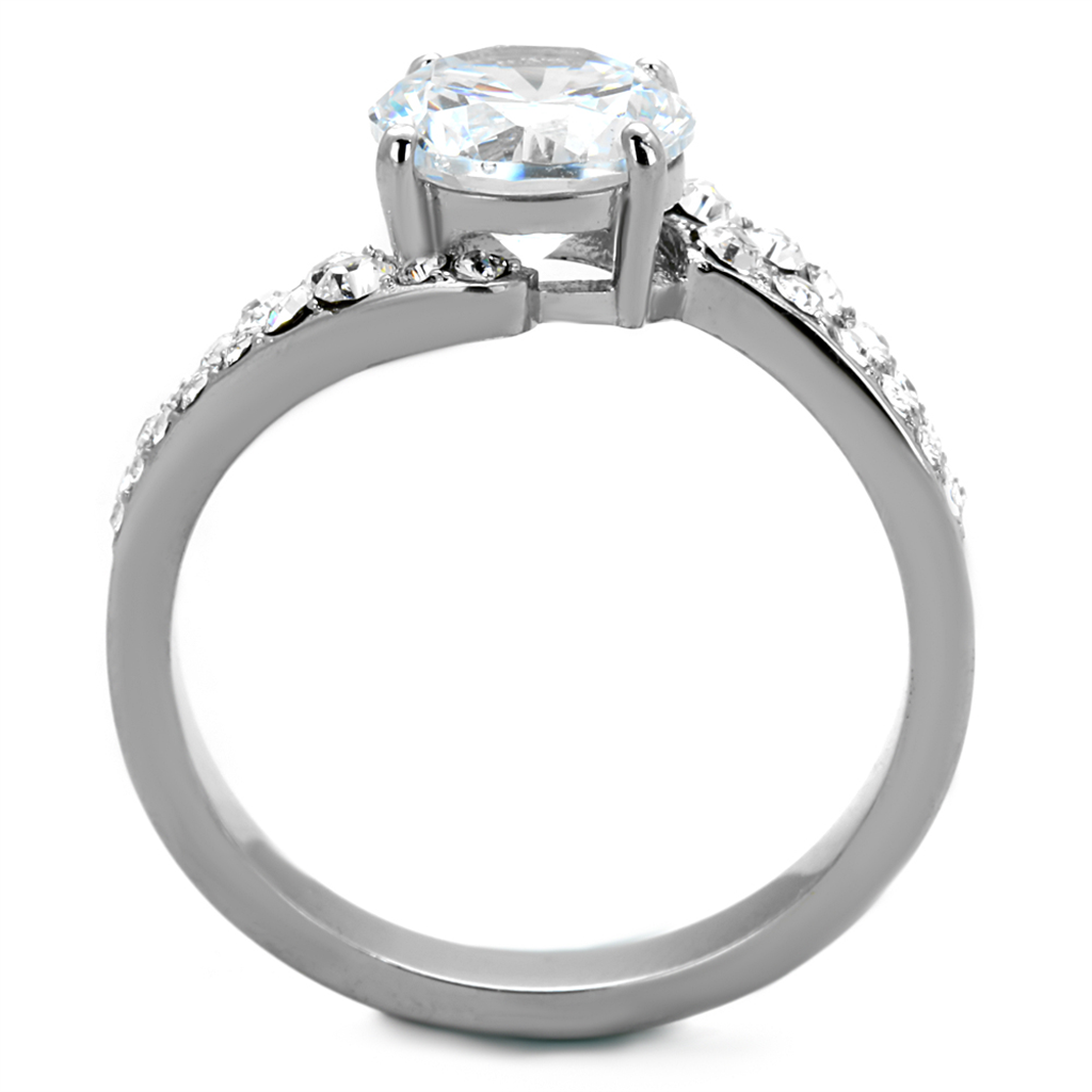 2.94Ct Round Cut Zirconia Stainless Steel Engagement Ring Band Womens Size 5-10 Image 3