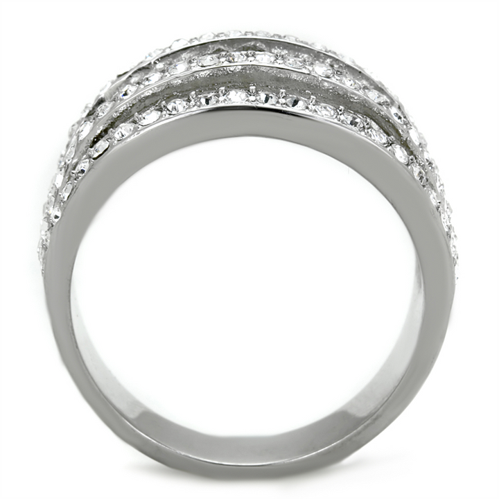 2.95 Ct Round Cut Zirconia Stainless Steel Wide Band Fashion Ring Womenss Size 5-10 Image 3