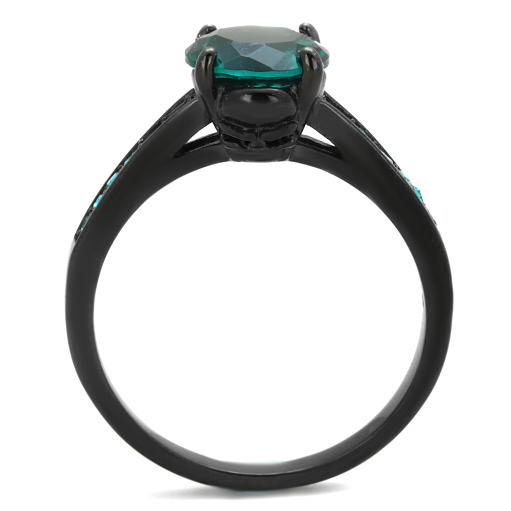 2.16 Ct Blue Zircon Aaa Cz Black Stainless Steel Engagement Ring Womens Sz 5-10 Image 3
