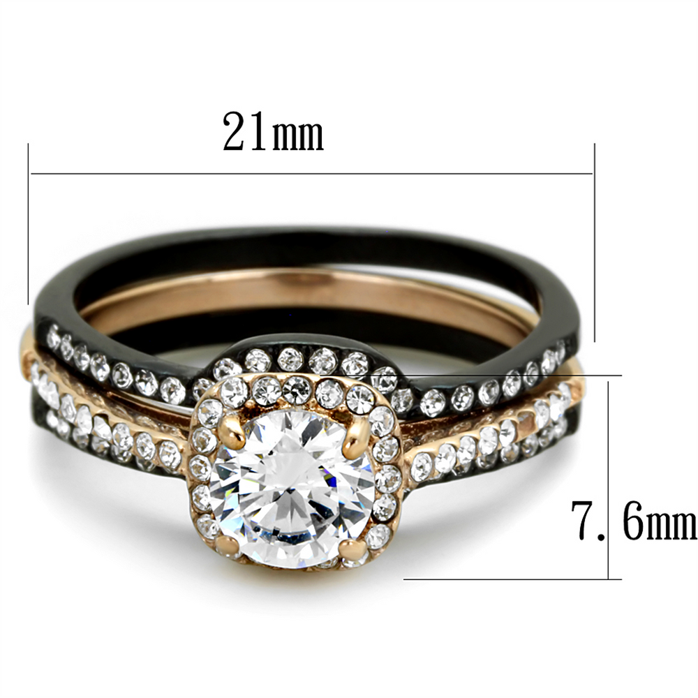 1.75 Ct Halo Round Cut Cz Black Stainless Steel Wedding Ring Set Womens Sz 5-10 Image 2