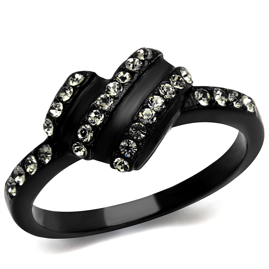 .14 Ct Crystal Black Stainless Steel 316 Heart Fashion Ring Womens Size 5-10 Image 1