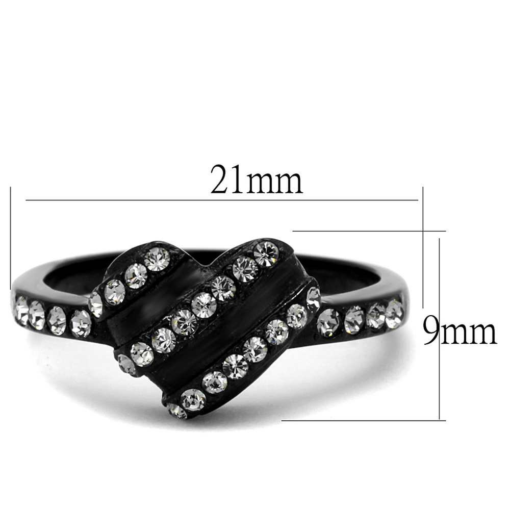 .14 Ct Crystal Black Stainless Steel 316 Heart Fashion Ring Women's Size 5-10 Image 2