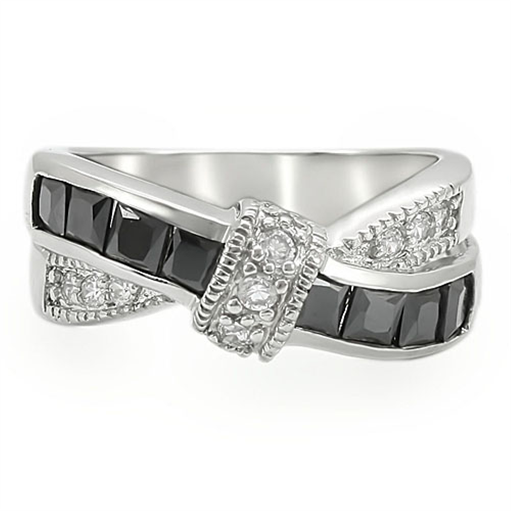 1.75 Ct Jet Black & Clear Cubic Zirconia Stainless Steel Fashion Ring Women's Size 5-10 Image 2