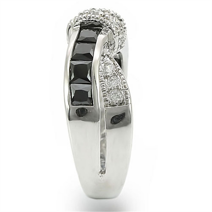 1.75 Ct Jet Black & Clear Cubic Zirconia Stainless Steel Fashion Ring Women's Size 5-10 Image 4