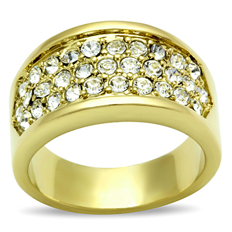 .63 Ct Crystal 14K Gold Ion Plated Stainless Steel Cocktail Fashion Ring Size 5-10 Image 1