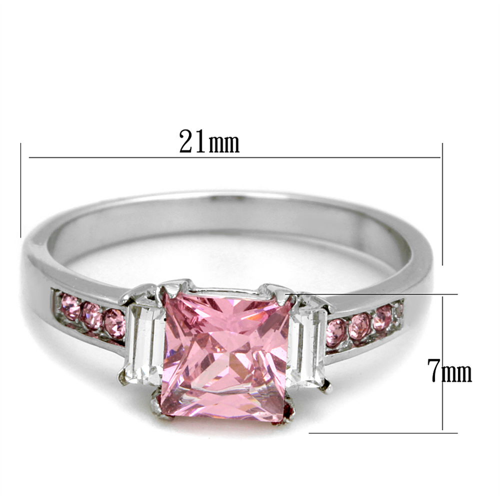 1.55 Ct Princess Cut Rose Zirconia Stainless Steel Engagement Ring Size 5-10 Image 2