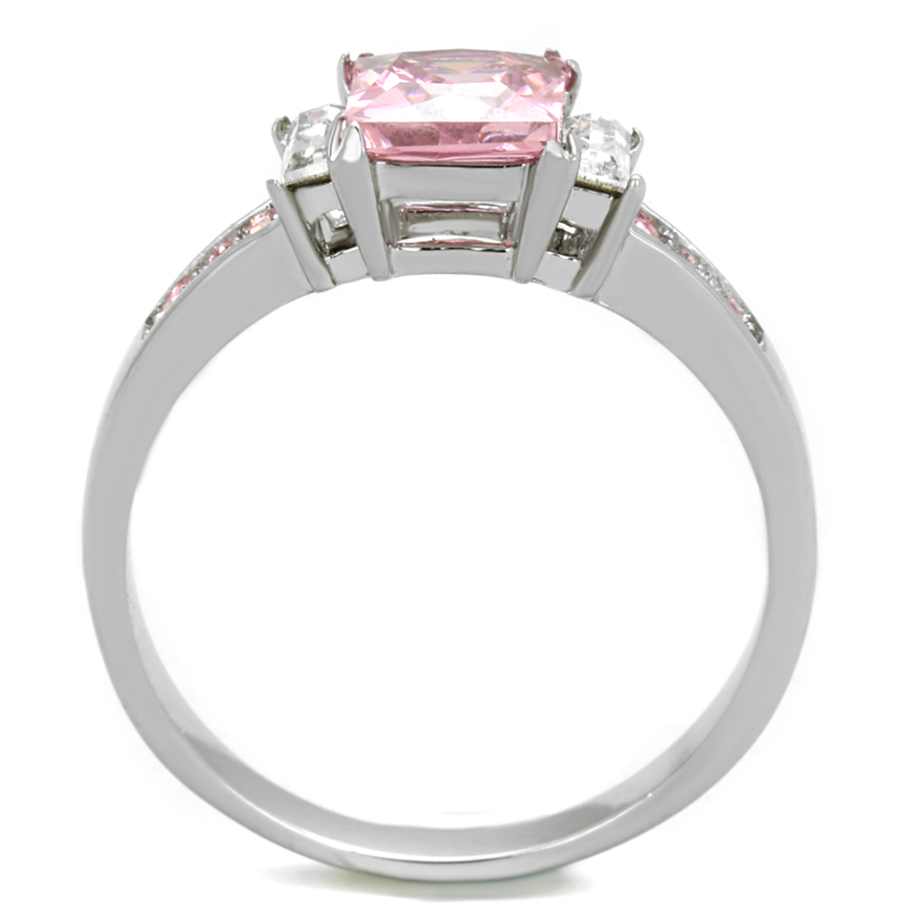 1.55 Ct Princess Cut Rose Zirconia Stainless Steel Engagement Ring Size 5-10 Image 3