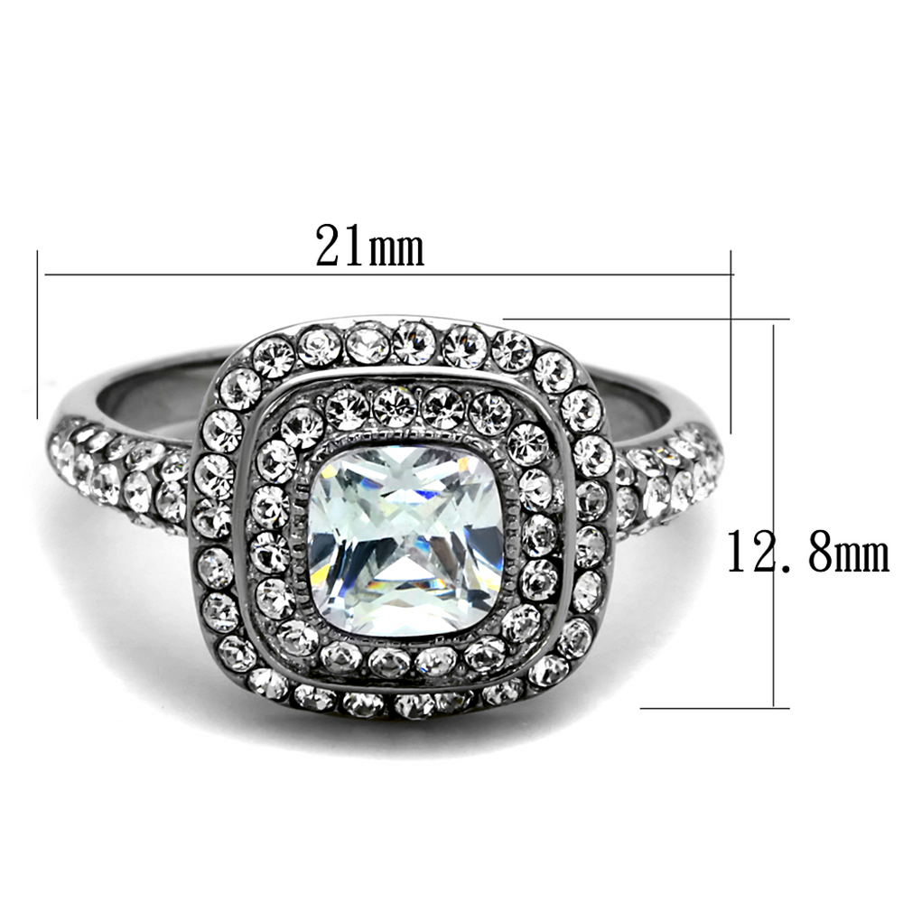2.55Ct Halo Cushion Cut Zirconia Stainless Steel Engagement Ring Womens Sz 5-10 Image 2