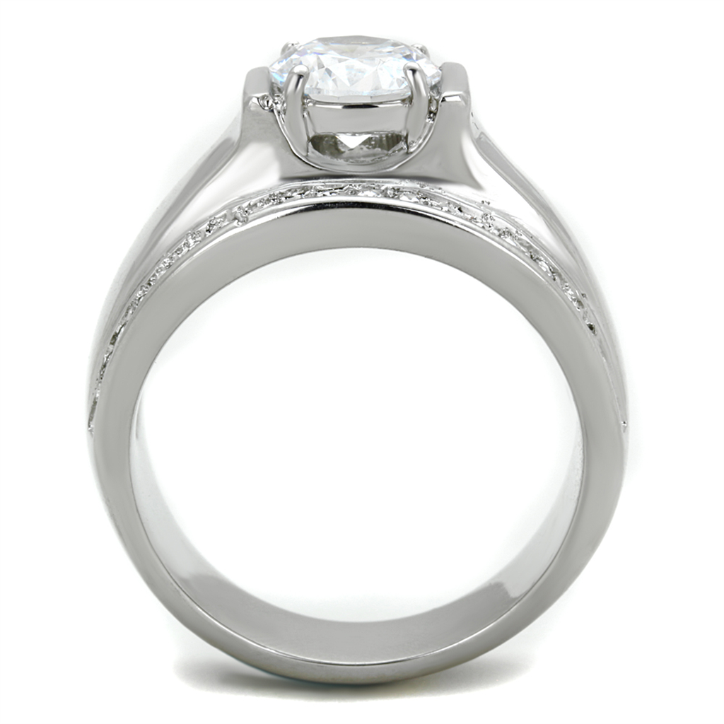 Mens 2.25 Ct Round Cut Simulated Diamond Silver Stainless Steel Ring Sizes 8-13 Image 3