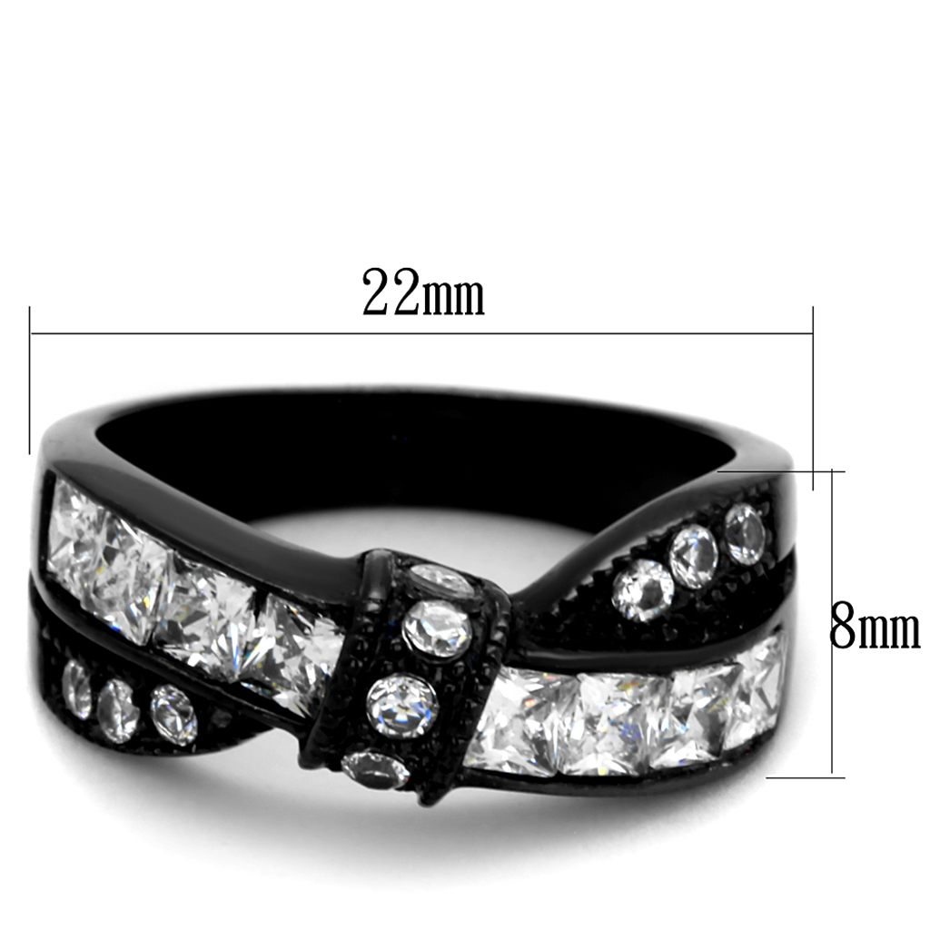 1.75 Ct Clear Princess Cut Zirconia Black Stainless Steel Fashion Ring Sz 5-10 Image 2